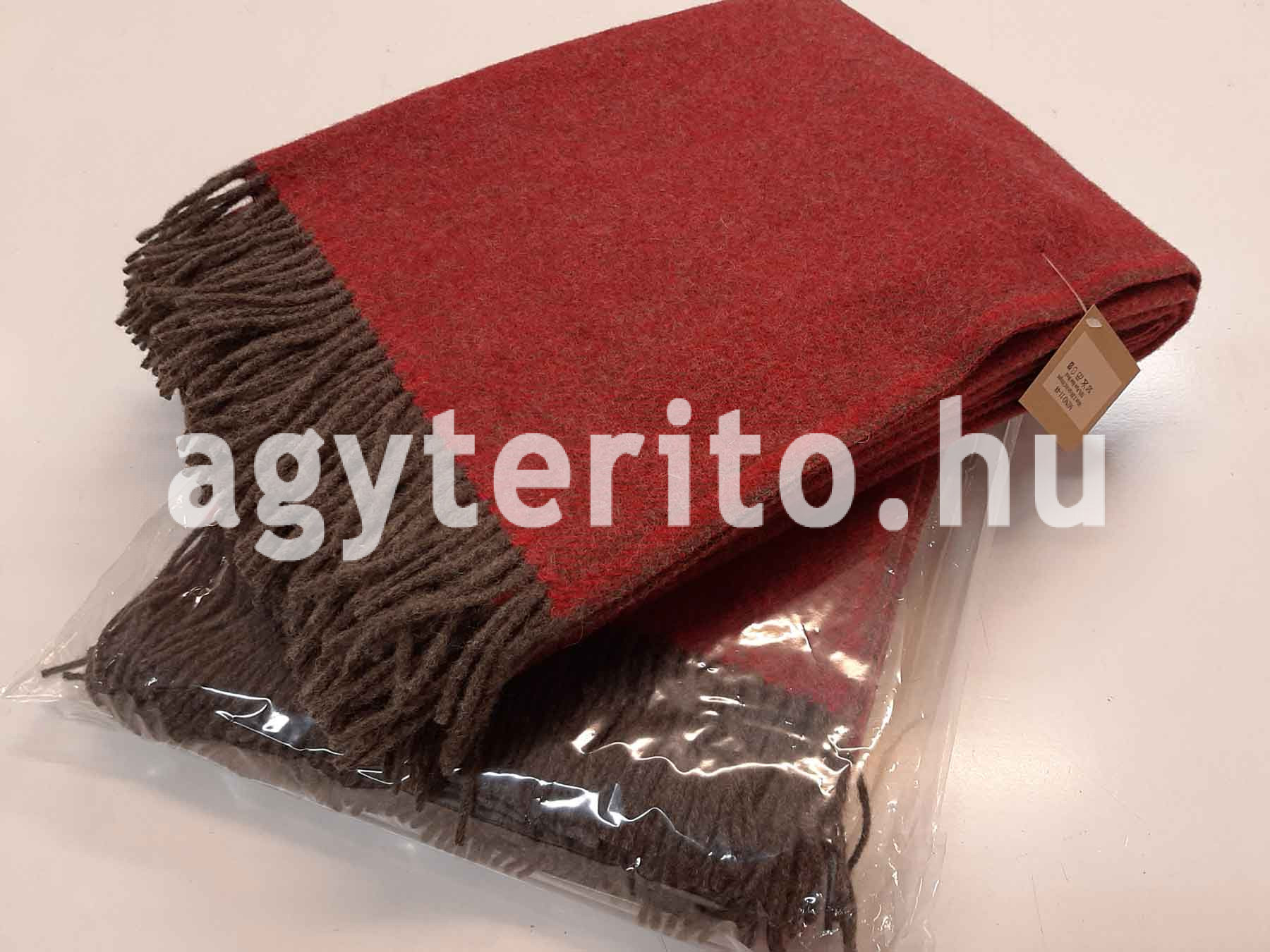 MINO merinói gyapjú pléd takaró bordó csomagolással egymáson