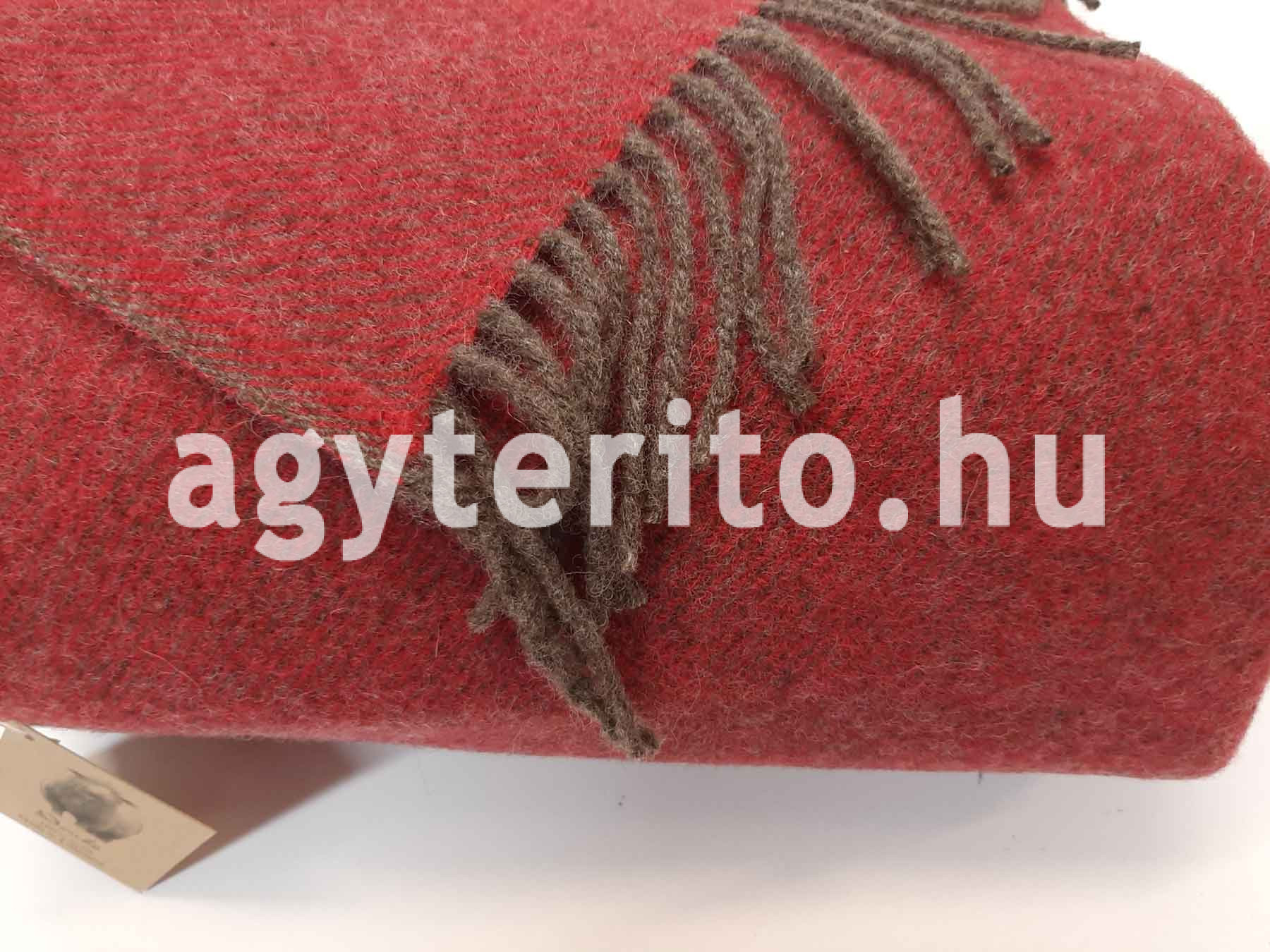 MINO merinói gyapjú pléd takaró bordó guriga
